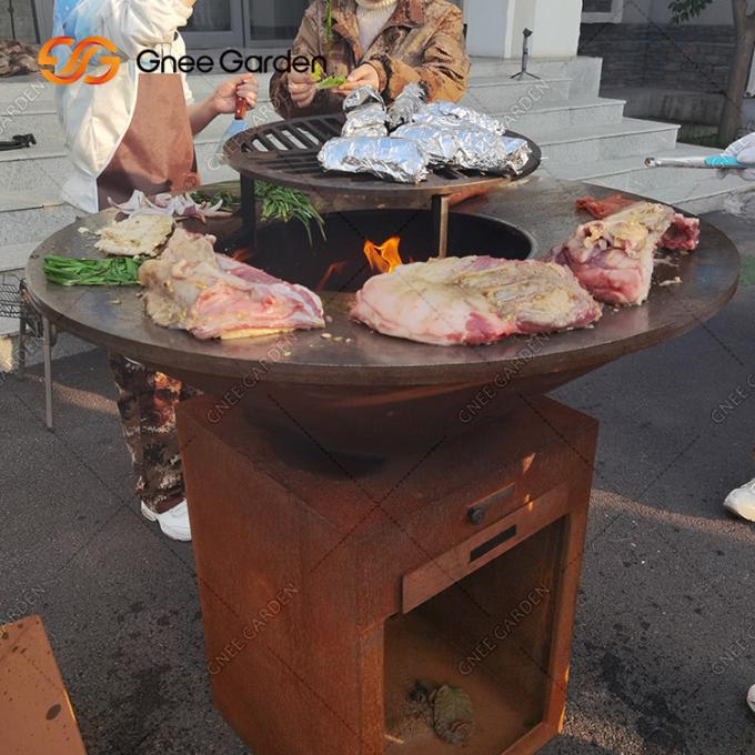 Cuisson des services d'emballage en acier de gril de BARBECUE de mine du feu de Corten de rouille extérieure de jardin de gril