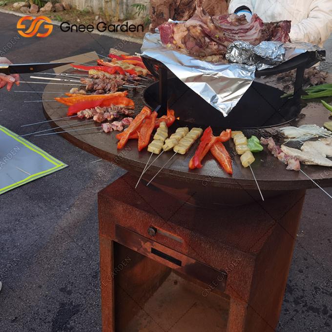 BARBECUE en acier extérieur à cuire extérieur de mine du feu de jardin de Corten de gril faisant cuire le plat