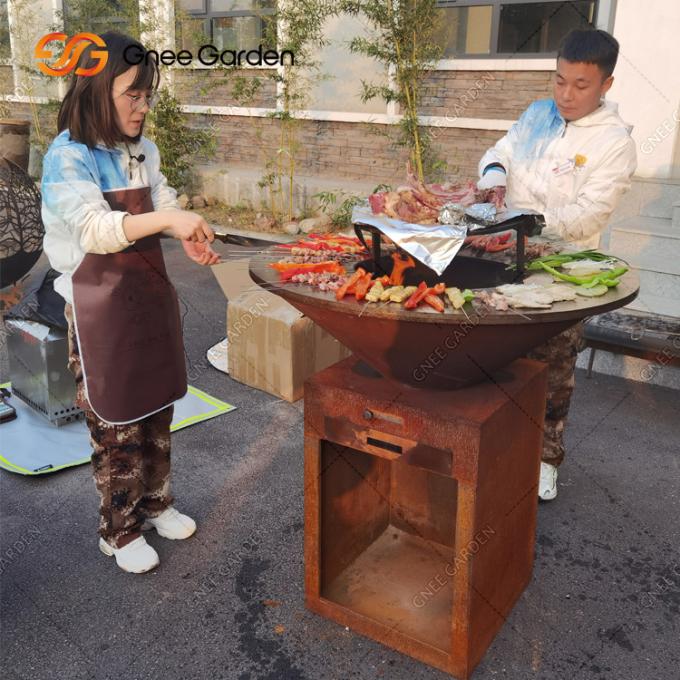 BARBECUE en acier extérieur à cuire extérieur de mine du feu de jardin de Corten de gril faisant cuire le plat