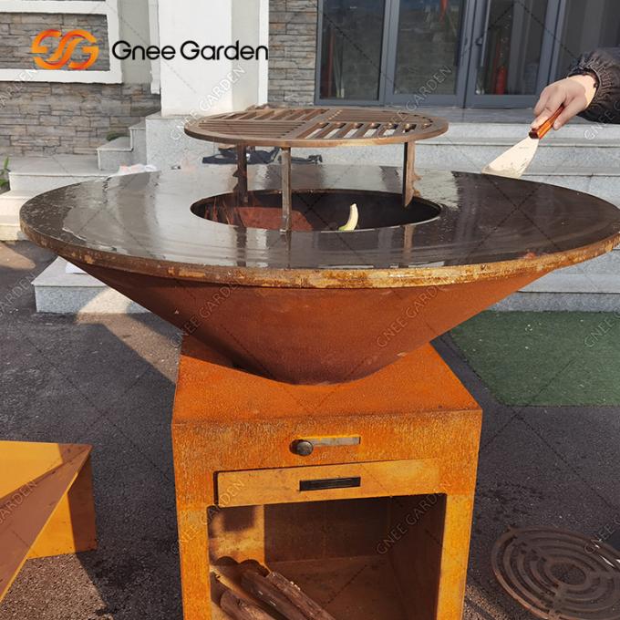 BARBECUE en acier extérieur à cuire extérieur de mine du feu de jardin de Corten de gril faisant cuire le plat