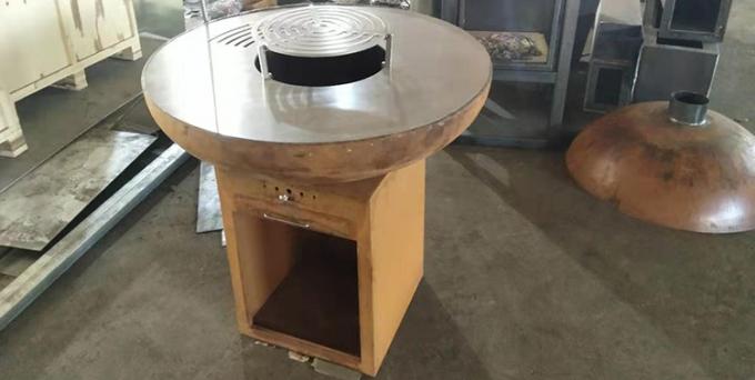 Gril campant brûlant de BARBECUE de cuisine de Corten en bois en acier extérieur portatif moderne de gril