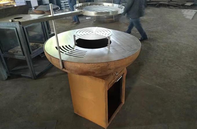 Gril campant brûlant de BARBECUE de cuisine de Corten en bois en acier extérieur portatif moderne de gril