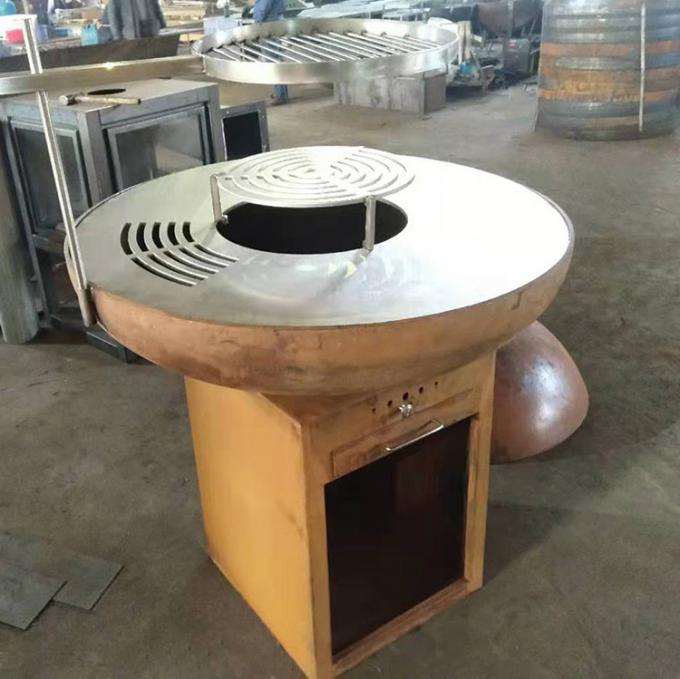Gril campant brûlant de BARBECUE de cuisine de Corten en bois en acier extérieur portatif moderne de gril