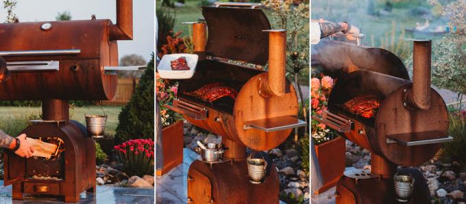 Tableau en acier de BARBECUE de Corten de BARBECUE de Tableau de charbon de bois de fumeur de barbecue de gril extérieur étonnant du feu avec le plat de gril de Plancha de cercle