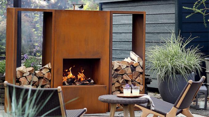 2022 puits brûlant du feu nouvel de style de la cheminée GN-FP-510 Corten en bois extérieur d'acier