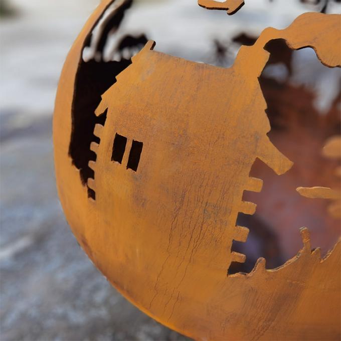 Le feu en acier brûlant Pit Outdoor de sphère de Pit Round Custom Corten Steel du feu de sphère en bois extérieur
