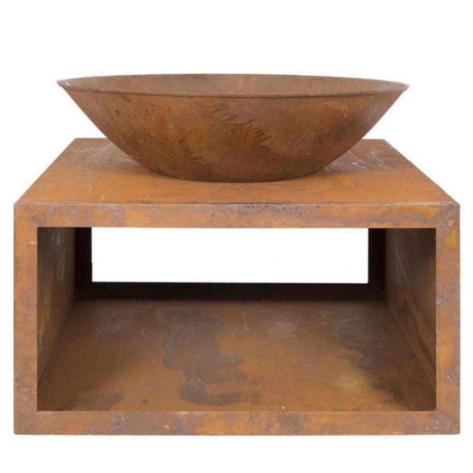 Le feu en acier extérieur Pit Large Corten Steel Brazier avec le support en bois de stockage