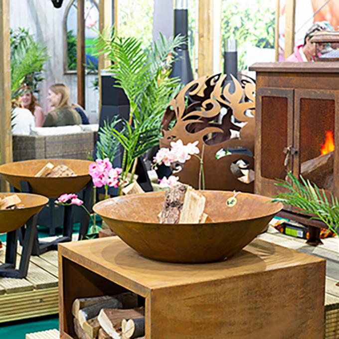 Acier rond Rusty Metal Fire Pit de la décoration GN-FP-304 Corten de paysage de jardin
