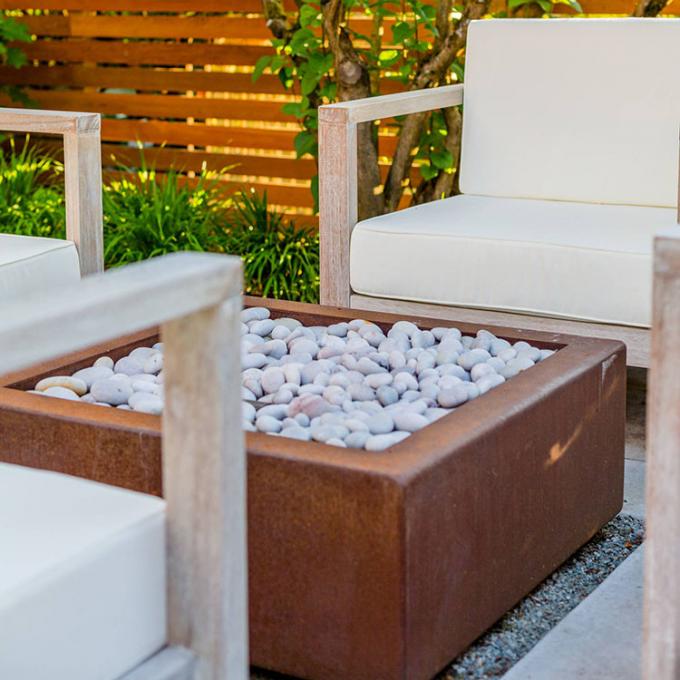 Puits extérieur en acier simple du feu de Pit Rusty Round Design Garden Decoration du feu de Corten
