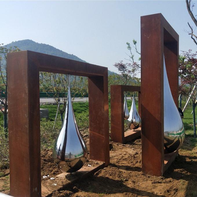 Sculpture à la maison abstraite extérieure en acier supérieure en décor de Corten avec l'acier inoxydable