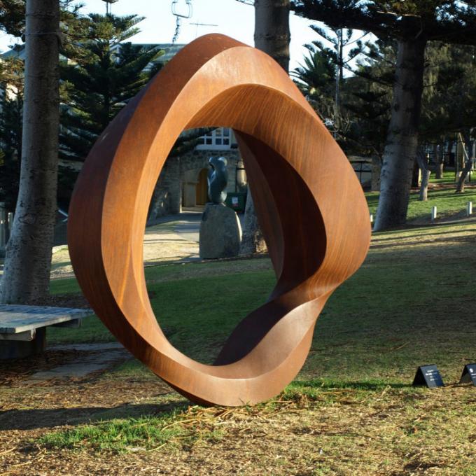 Sculpture en acier en Art Abstract Ring Abstract Corten en métal public d'intérieur extérieur