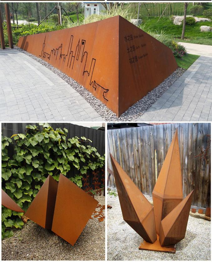 Sculpture à la maison abstraite extérieure en acier supérieure en décor de Corten avec l'acier inoxydable