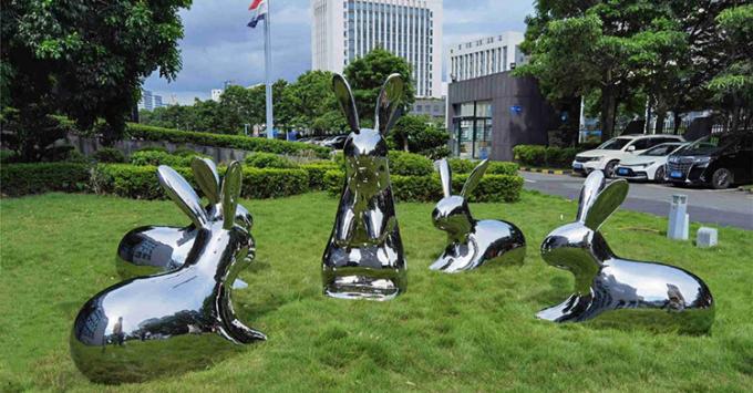 Miroir animal Art Stainless Steel Sculpture de thème de décor extérieur en stock