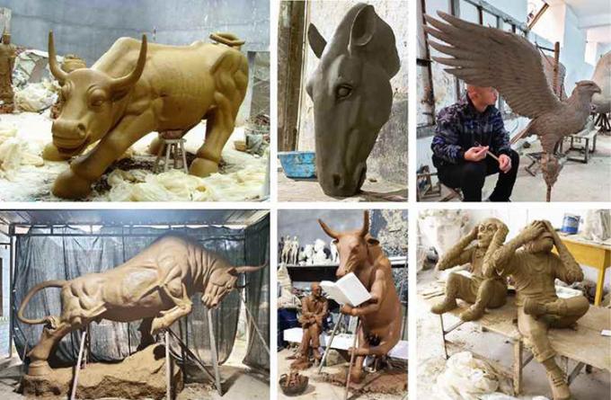 Sculpture extérieure grandeur nature en métal d'usine en statue animale en bronze faite sur commande de métier