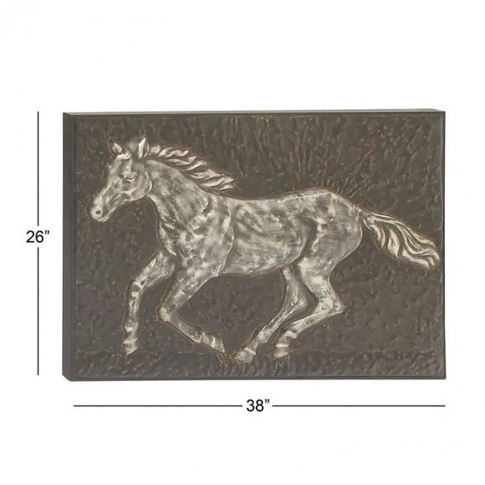 L'intérieur en gros Handcraft le cheval que le décor de mur a gravé l'art en refief de mur en métal de panneaux