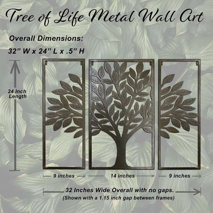 Arbre d'écran de coupe de laser de décor de mur de la vie à la maison Art Iron Wall Decor