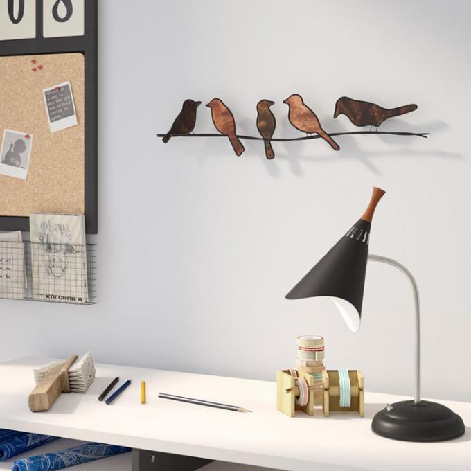 Décor contemporain de mur d'Art Birds On Wire Metal pour les décorations d'intérieur et extérieures