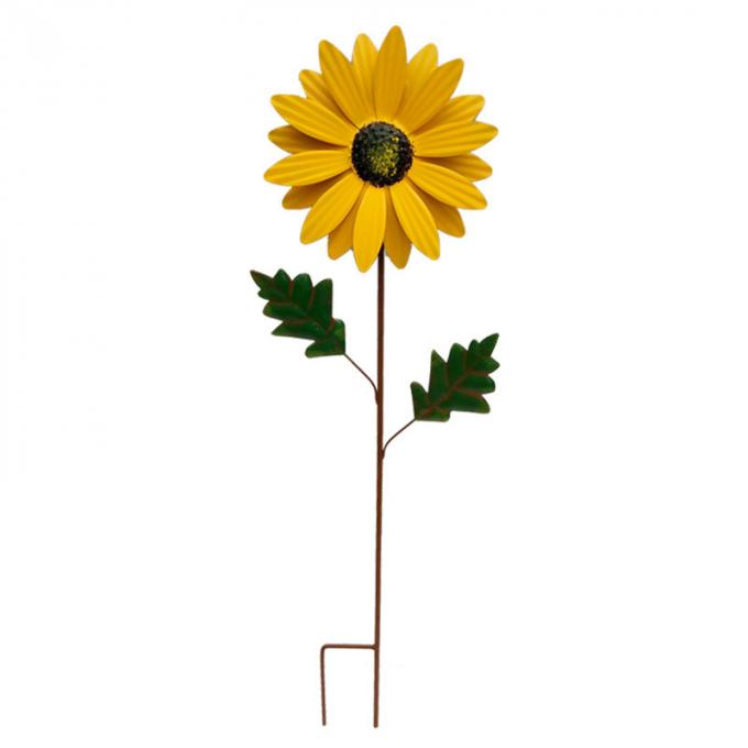 Le jardin de soleil en métal de moulin à vent de tournesol jalonnent des sculptures en vent pour l'ornement extérieur de yard de décoration de pelouse de patio de balcon