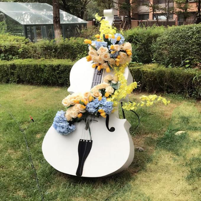 Sculpture créative en instrument de musique d'ornements de jardin de décoration de violoncelle de fer de musique de thème de pelouse extérieure de décorations